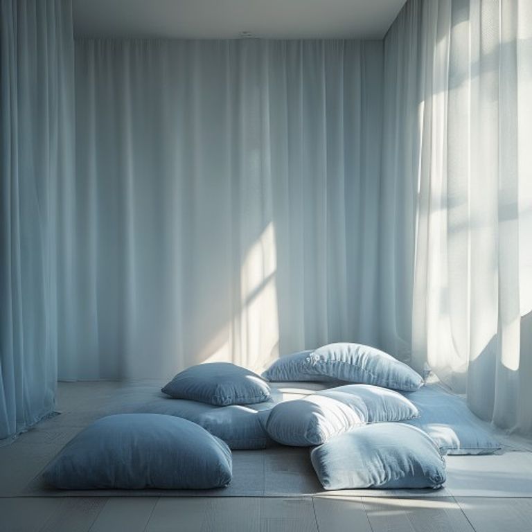 En stille meditationsstue med dæmpet lys og planter